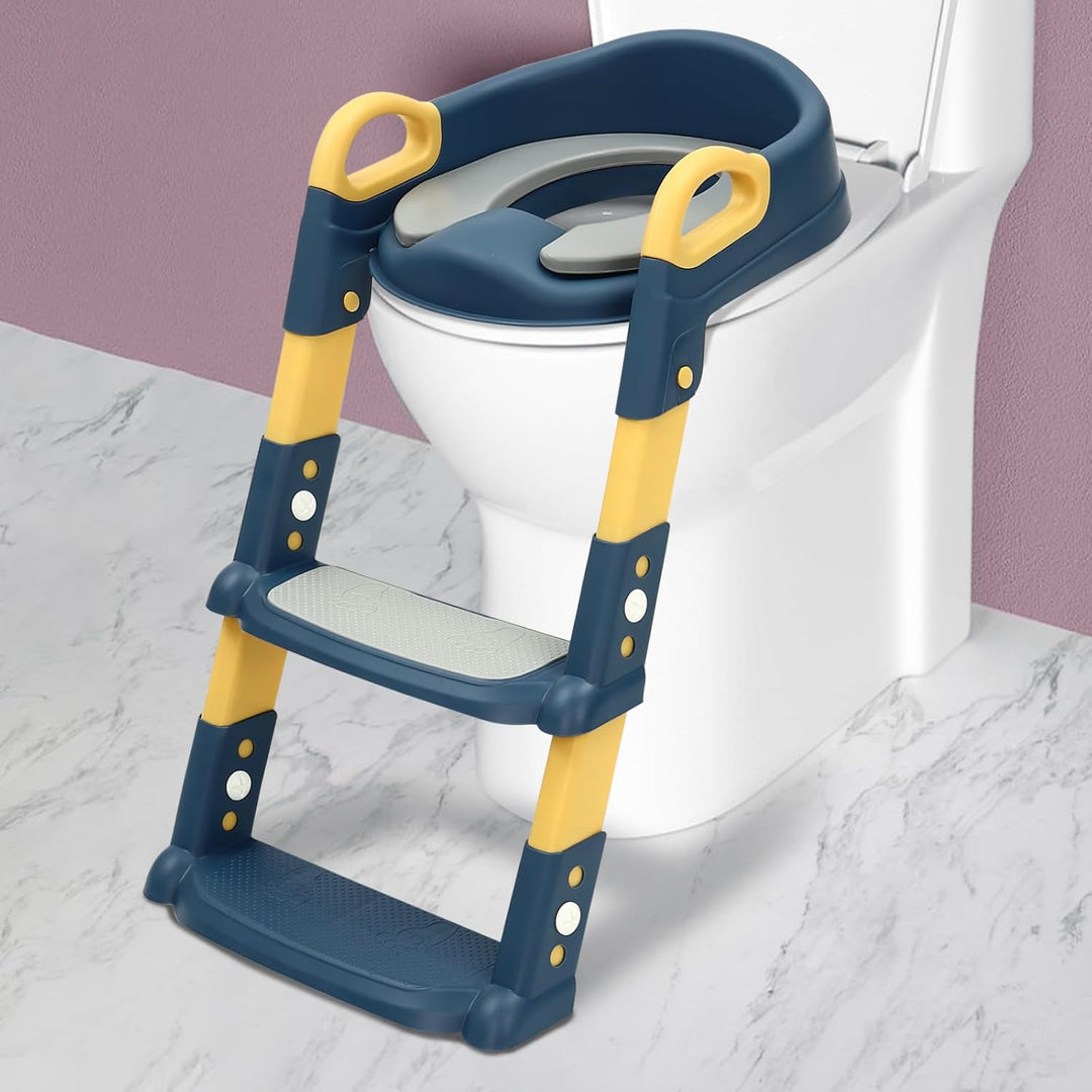 Toilettenleiter für Kinder, 2 in 1 Toilettentrainer mit Treppe, 34×34×44cm WC Sitz mit Treppe, Verst