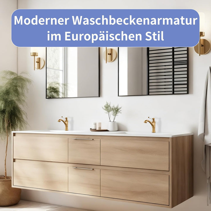 Wasserhahn Bad, Waschtischarmatur Mischbatterie Waschbecken Armaturen, Einhebel-Badezimmer mit Keram