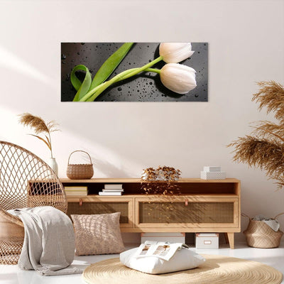 Wandbilder Dekoration Wohnzimmer Tulpen Blume Pflanzung Pflanze Panorama Bilder auf Leinwand 120x50c