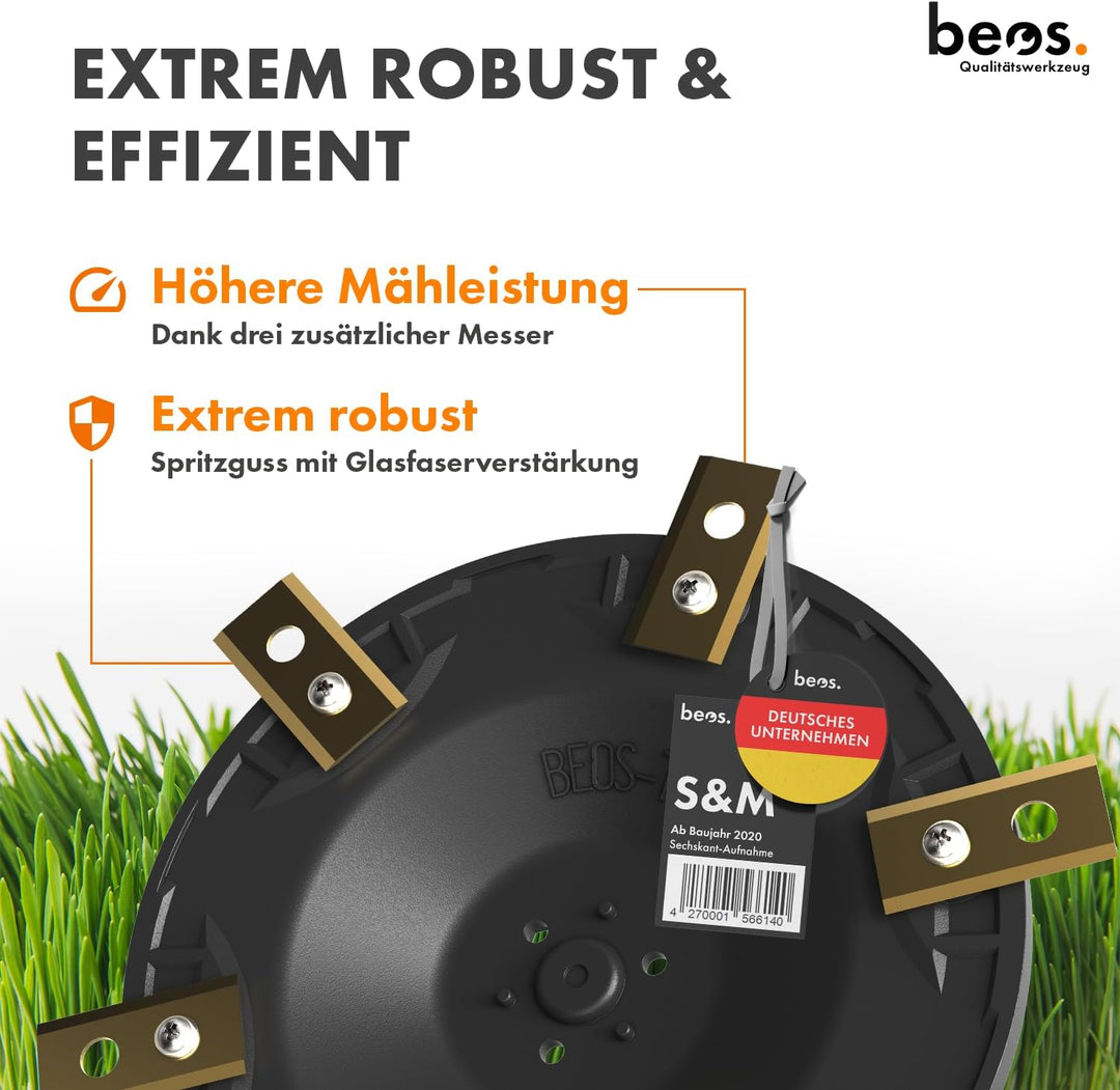 BEOS® PREMIUM Mähroboter Tuning-Messerteller für 6x Klingen - glasfaserverstärkte Messerscheibe - Dr
