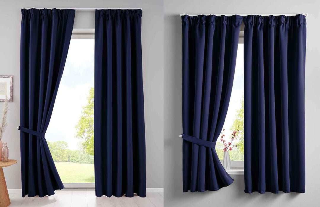 Gardinenbox 2er Set Verdunkelungsvorhänge Blickdicht »Newyork« verdeckte Schlaufen Blau HxB 245x295