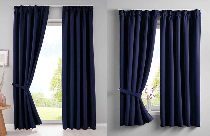 Gardinenbox 2er Set Verdunkelungsvorhänge Blickdicht »Newyork« verdeckte Schlaufen Blau HxB 245x295