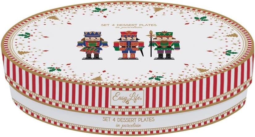 Easy Life 4er Set Kuchenteller Nutcracker Nussknacker D. 19cm Porzellan in GB