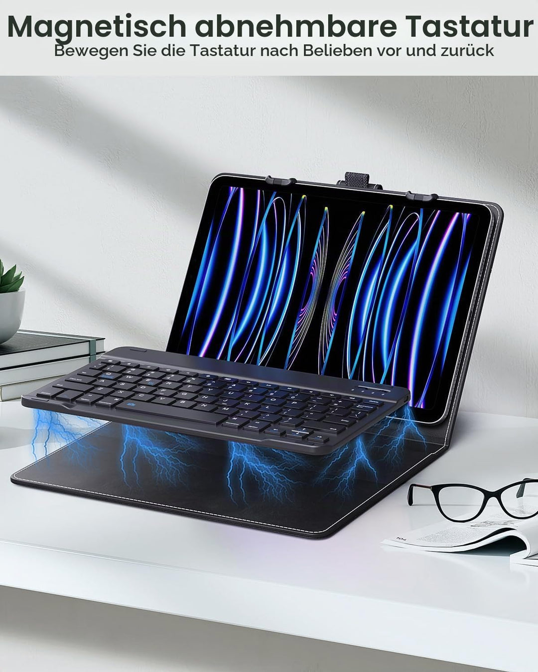 MoKo Universal Tablet Hülle mit Tastatur für 9-11 Tablets, Tablets, mit Abnehmbarer kabelloser Bluet
