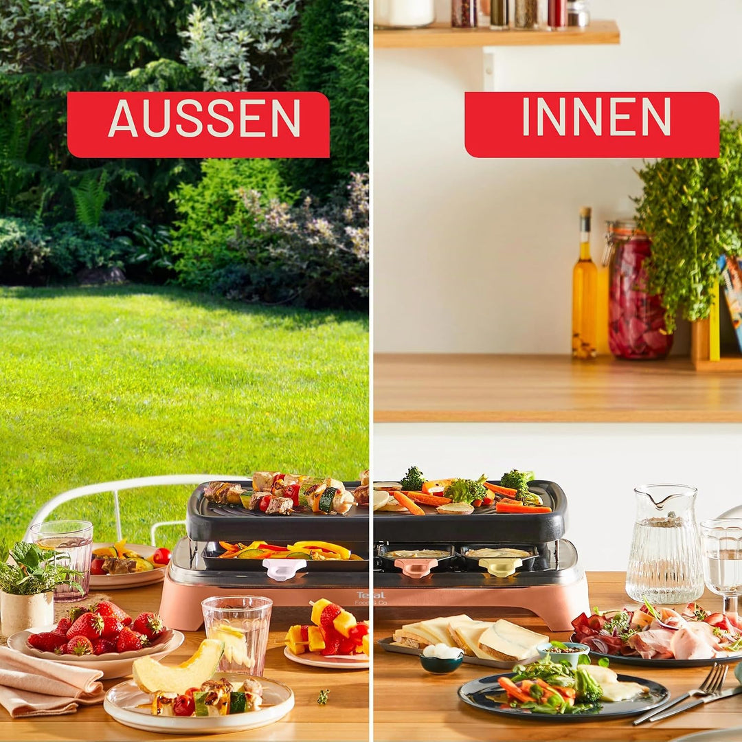 Tefal Food & Co RE650J10 Multifunktions-Raclette für drinnen und draussen, vielseitiges Kochen, Tapa