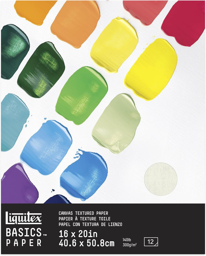 Liquitex 4602006 Basics Acrylpapier - Malblock für Acrylfarben, 12 Blatt weiss, 300 g/m² schweres Ma