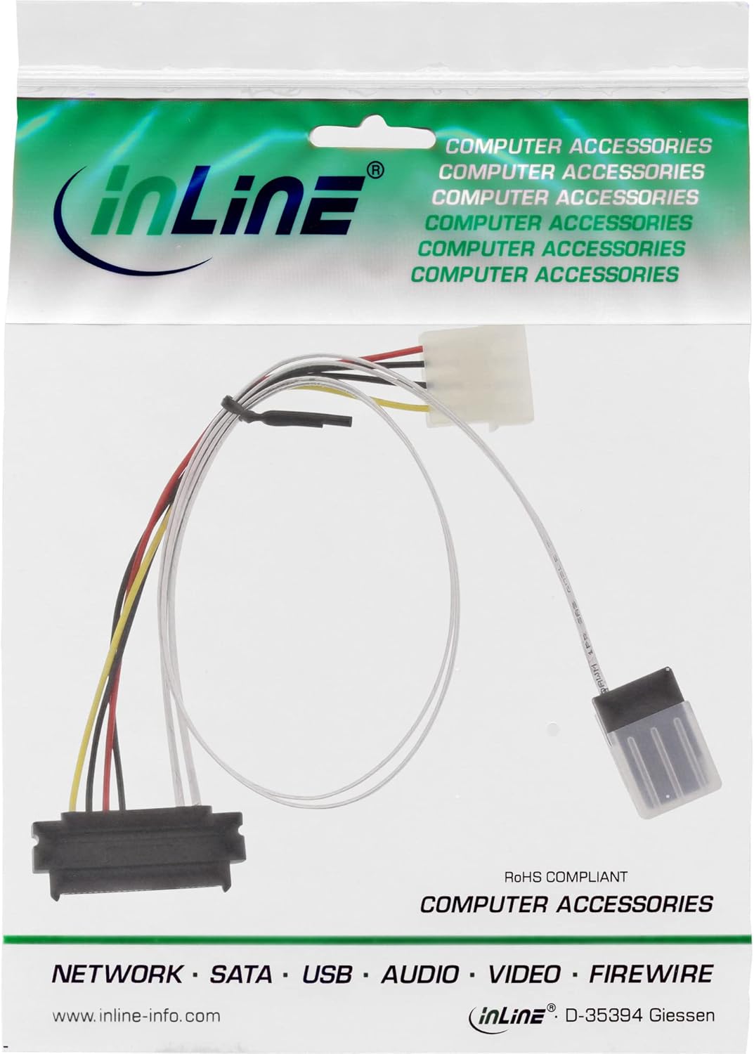 InLine 27622 SAS Anschlusskabel, Mini-SAS SFF-8087 an 1x SAS SFF-8482 + Strom, einzelne SAS HDD an C
