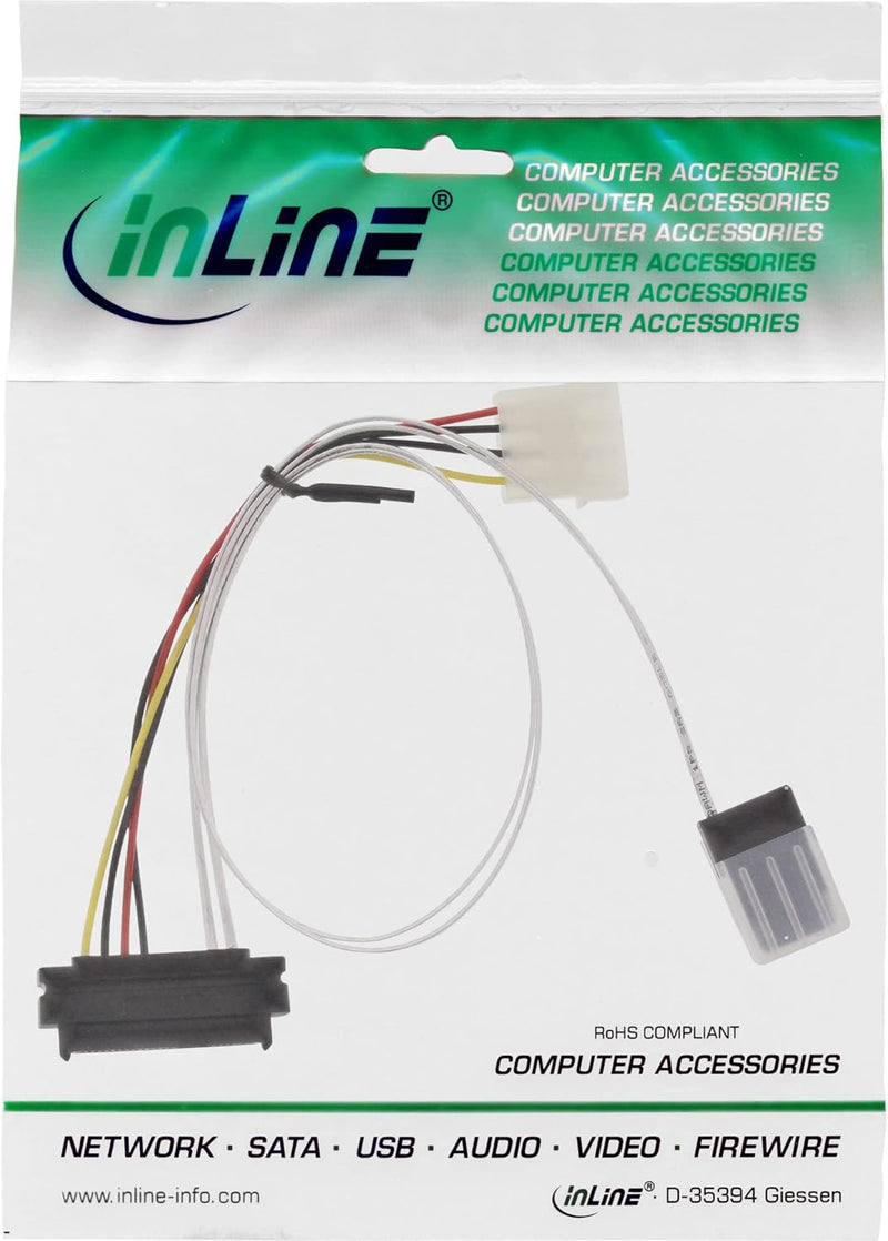 InLine 27622 SAS Anschlusskabel, Mini-SAS SFF-8087 an 1x SAS SFF-8482 + Strom, einzelne SAS HDD an C