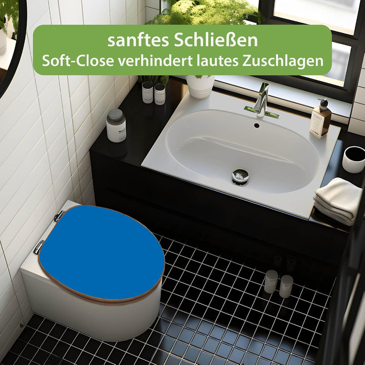 banjado Design WC Sitz Bambus Absenkautomatik 45,8x37,5cm - Toilettendeckel mit Absenkautomatik Holz