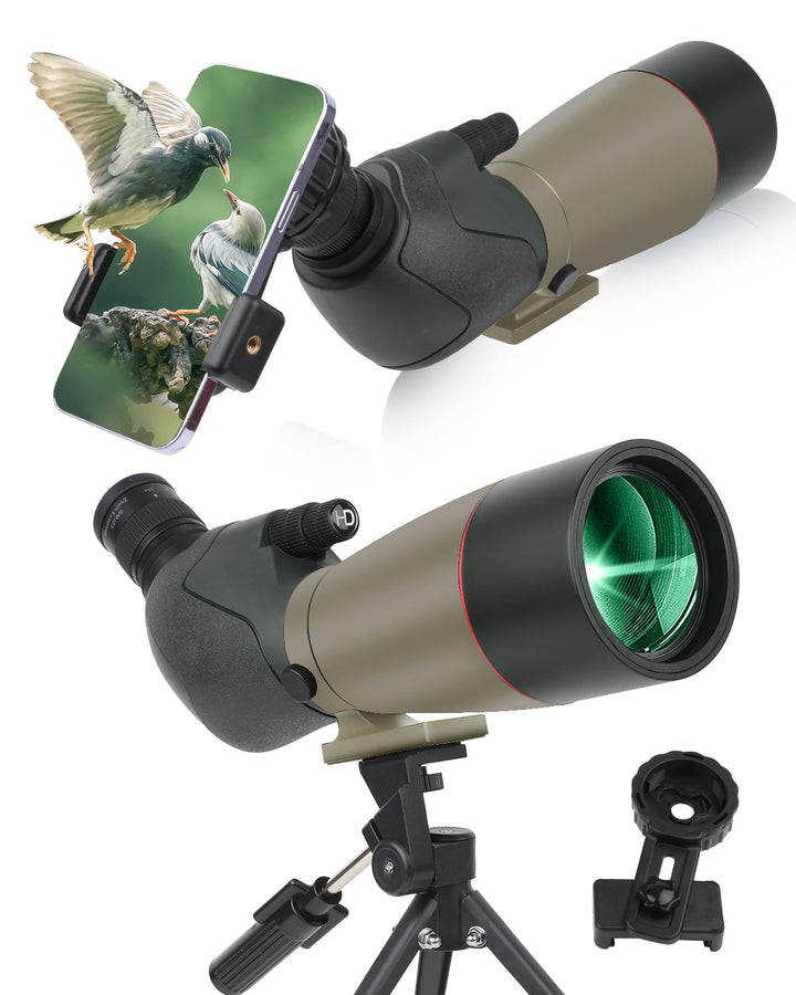 25-75x70 HD Spektiv Sportschützen mit Stativ- und Smartphone-Adapter, Zoom Bak4 Prism FMC Lens 45-Gr