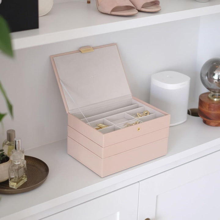 Stackers Blush Raffia Klassische Schmuckschatulle - 3 Blush Bast, Blush Bast
