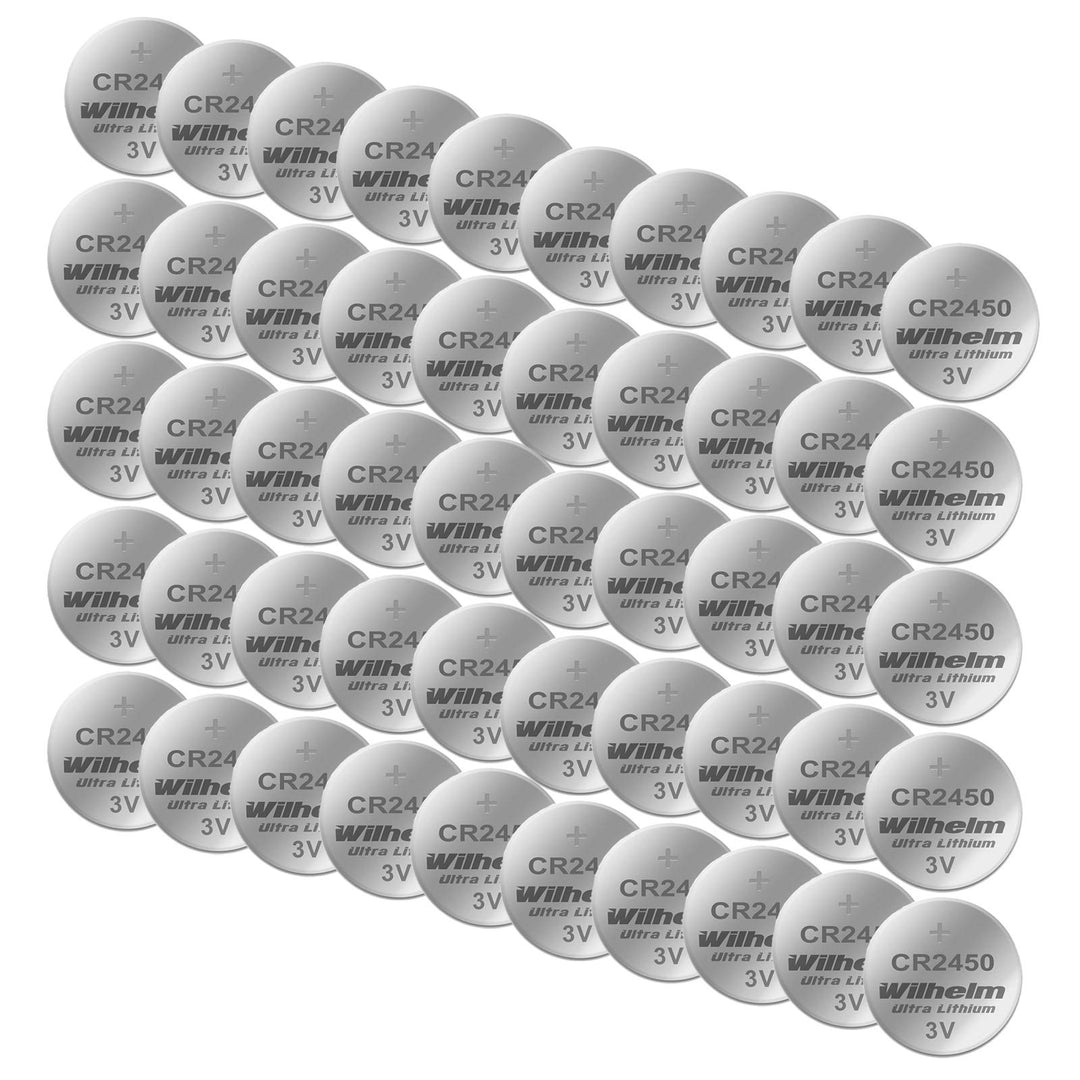 50 x CR2450 WILHELM Lithium Knopfzelle 3V 600mAh ø24,5x5,0mm Batterie DL 2450 50 Batterien, 50 Batte