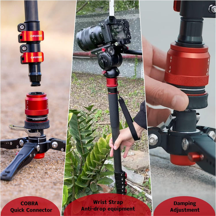 IFOOTAGE Cobra 3 C180F-P Kamera-Einbeinstativ aus Kohlefaser,Teleskop-Video-Einbeinstativ,Innovative