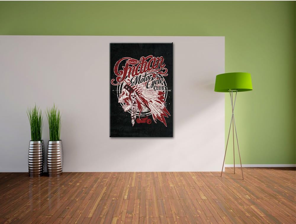 Dark Indian motorcycle-Club black Bild auf Leinwand, XXL riesige Bilder fertig gerahmt mit Keilrahme