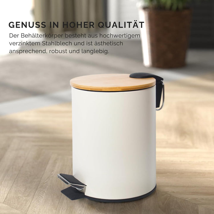 5L Kosmetikeimer Metall, Badezimmer Mülleimer mit deckel, Mülleimer Bad mit Absenkautomatik (Soft Cl