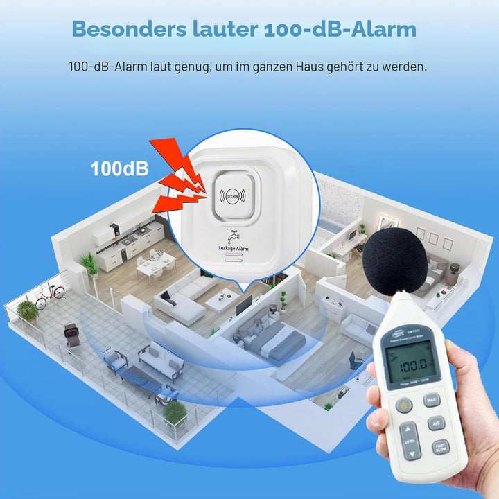 Wassermelder, Wassermelder WLAN 100 dB Lauter Wassersensor, Wassermelder mit Smart Life App Fernbedi