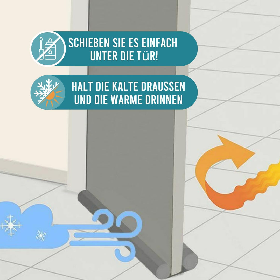 Rori Doppel Zugluftstopper 90cm für Türen - Türluftstopper für Schutz - Türbodendichtung Grau - Zugs