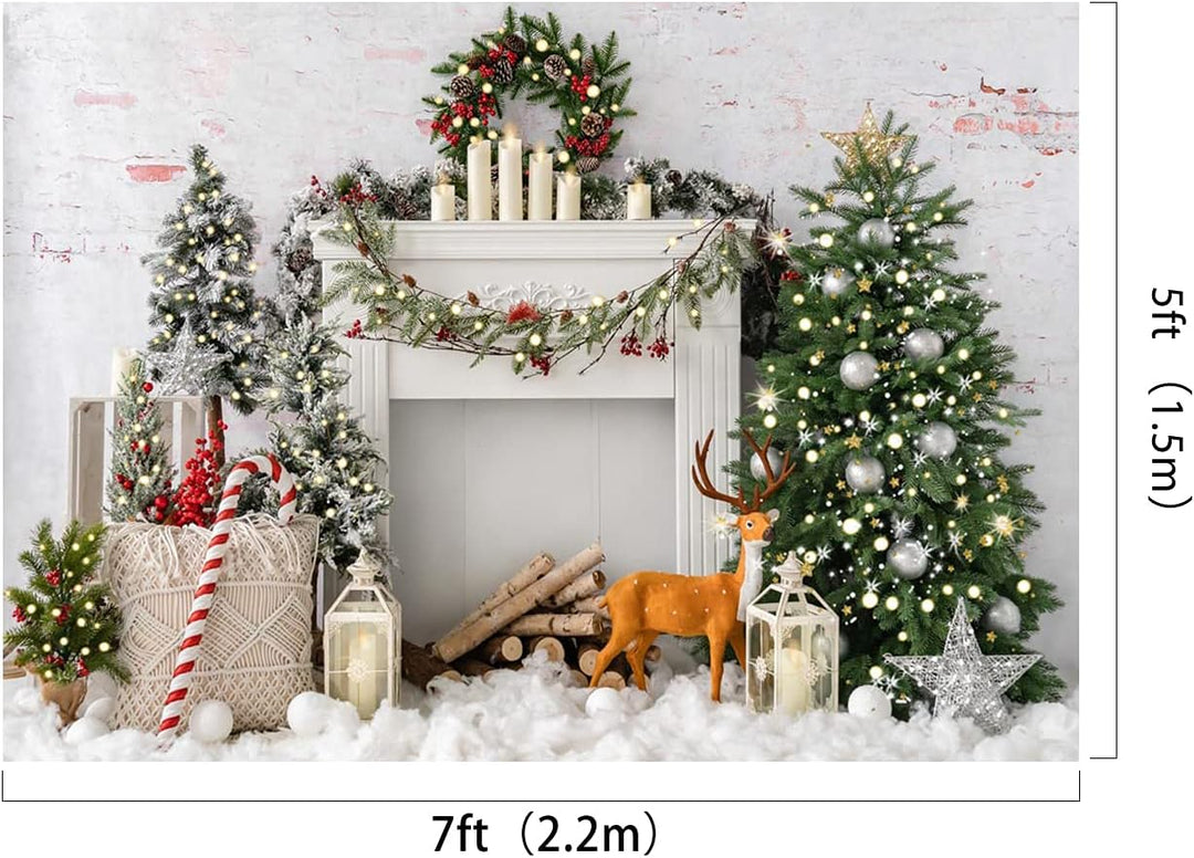 Kate 7x5ft/2,2x1,5m Hintergrund für Weihnachten Weisser Backstein Hintergrund für Kinder Fotografie
