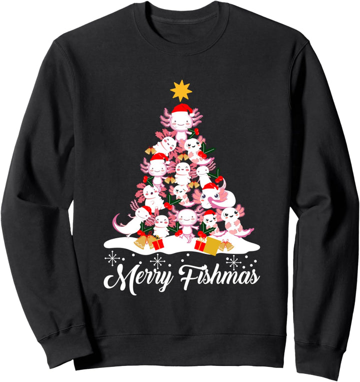 Merry Fishmas Axolotl Amphibien Weihnachtsmannmütze Sweatshirt