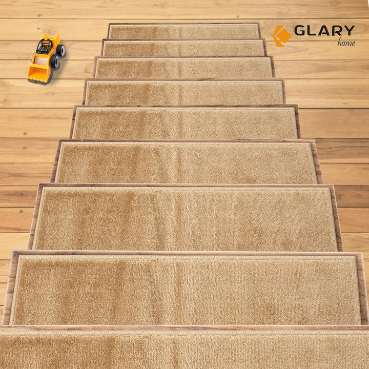 Glary Home 15er Set Stufenmatten 22cm x 71cm x 1.2cm Treppenteppich Selbstklebend / GH13A-DBE (Schli