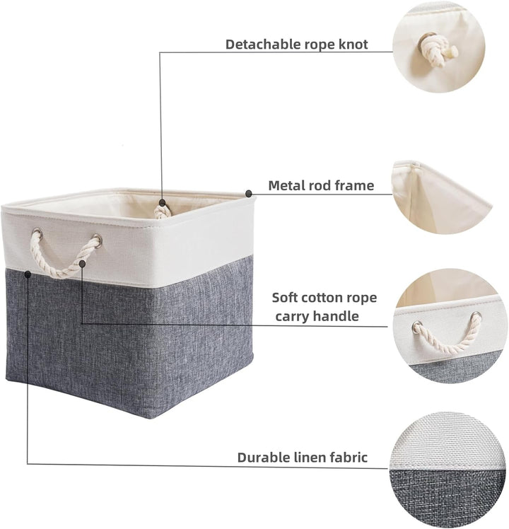 Mangata Aufbewahrungsbox Stoff,(25x25x25cm) Aufbewahrungskorb, Korbe Stoff in Würfel für Schrank, Re