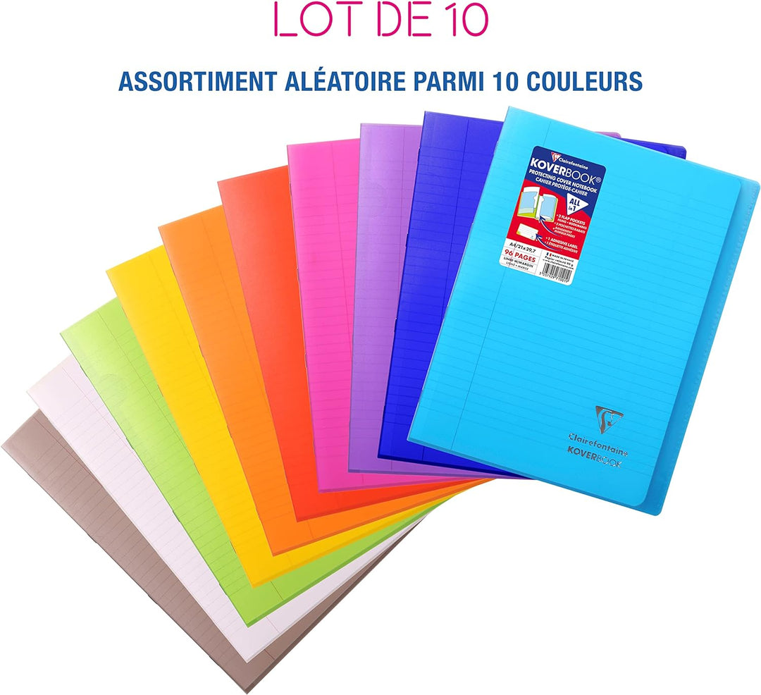 Clairefontaine 971501C - Packung mit 10 Schulheften / Heft Koverbook DIN A4 21x29,7cm, 48 Blatt 90g