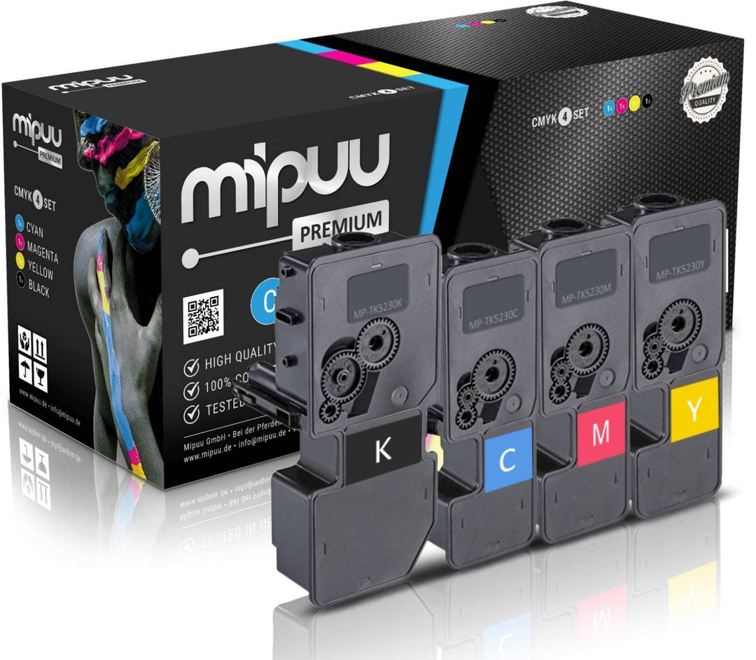 Mipuu 4 Toner kompatibel zu Kyocera TK-5230 Set Cyan Magenta schwarz gelb für Kyocera Ecosys M5521 M