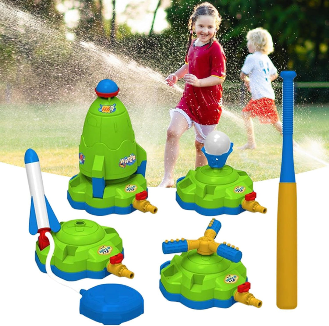 Wassersprinkler für Kinder,4-in-1 Sprenger Für Kinderspiel Draussen | Baseball Raketenstart Spielset
