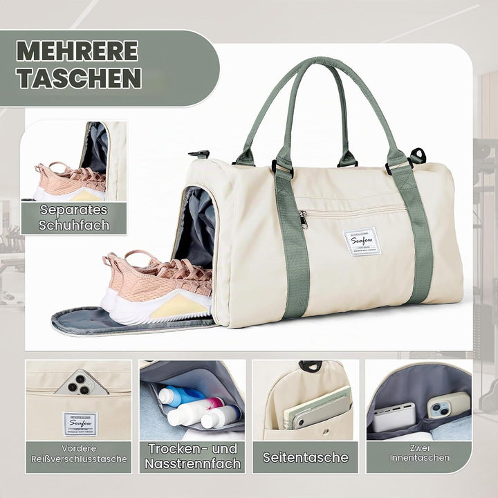 Sport Duffel Bag Damen Herren Sporttasche mit Schuhfach &amp; Nassfach Reisetasche Handgepäck Tasche Spo