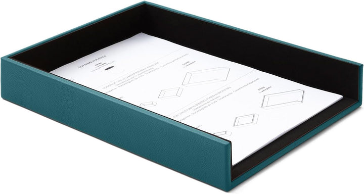 Eglooh - Atena - Ablagefächer für Schreibtisch und Büro Echtes Leder Türkisgrün Blau - Bürobedarf Br