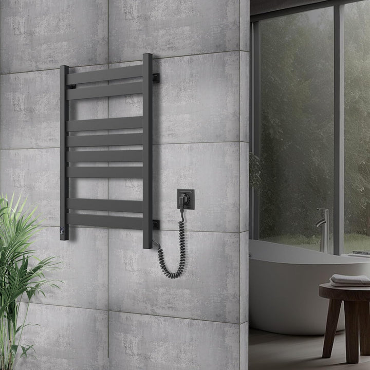 Elektrischer Handtuchhalter Black Largo 500x800 mit Sensor Rechts - Modernes Schwarzes Design, Elekt