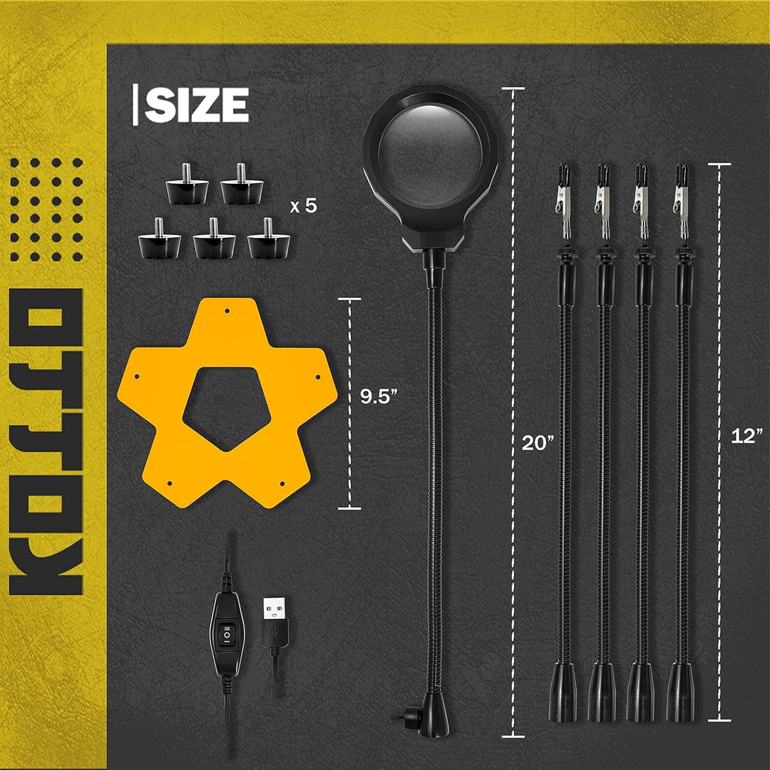 Fstop Labs Kotto LED beleuchtet Lupe dritte Hand Löten Leiterplattenhalter Werkzeug fünf Arme helfen
