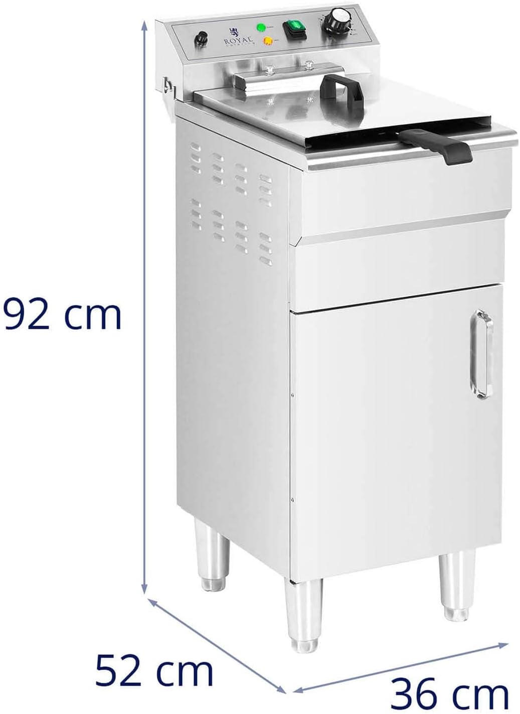 Royal Catering RCPKF 13DSH Elektro-Fritteuse mit Unterschrank 13 L 5.000 W Ablasshahn Kaltzone Fritt