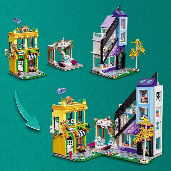 LEGO 41732 Friends Stadtzentrum, kreatives Modular Building Spielzeug, Dekorieren & Ausstellen im Pu