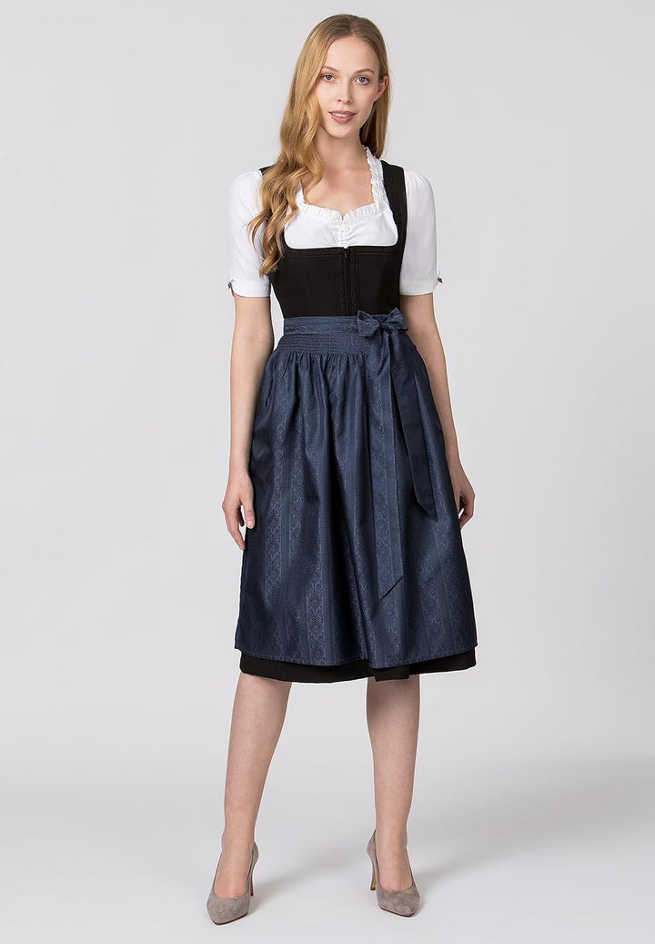 Stockerpoint Corinna Damen Midi Dirndlschürze 40-44 Blau, 40-44 Blau