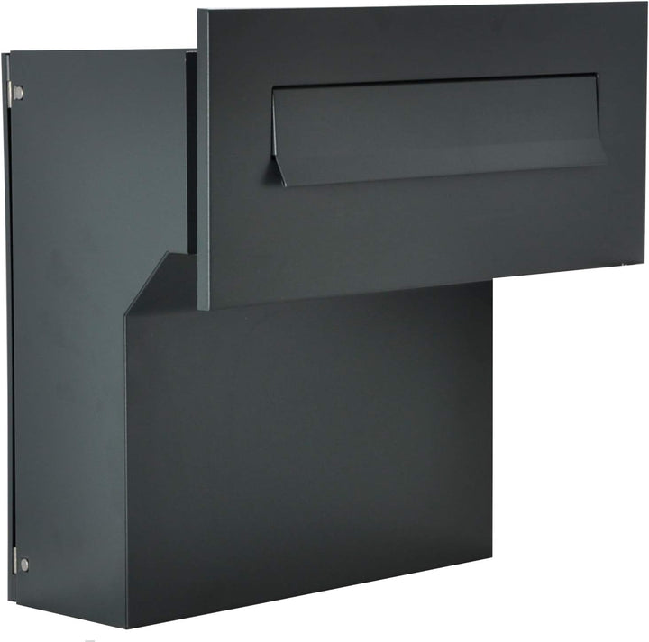 Mauerdurchwurf Briefkasten Anthrazitgrau matt C4 190-260 [mm] 3 Schlüssel Einbaubriefkasten Durchwur