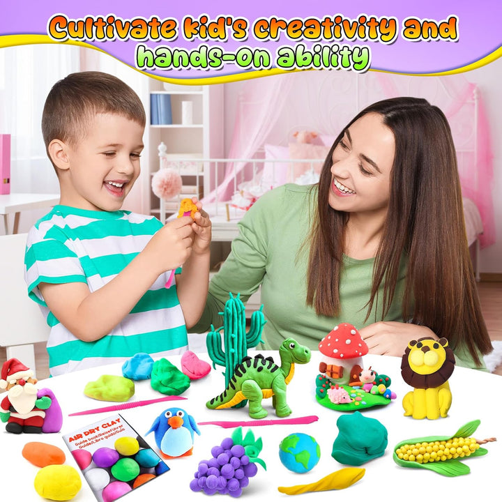 Modelliermasse Lufttrocknend, 60 Farben Lufttrockener Magischer Knete für Kinder, Air Dry Clay, 60 F