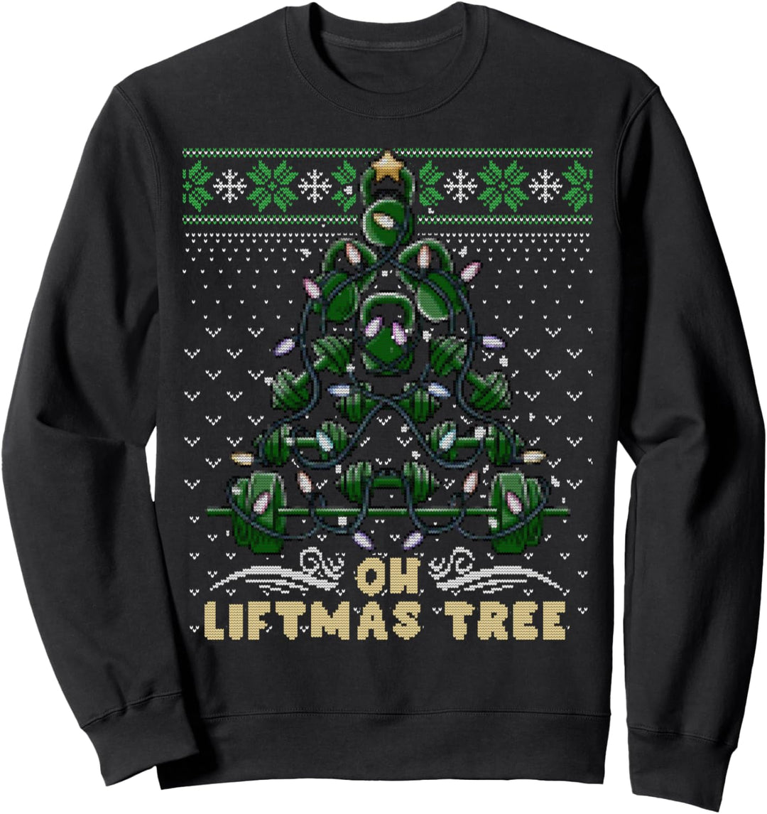 Oh Liftmas Tree Kettlebell Gym Hantel Ugly Christmas Sweater Sweatshirt
