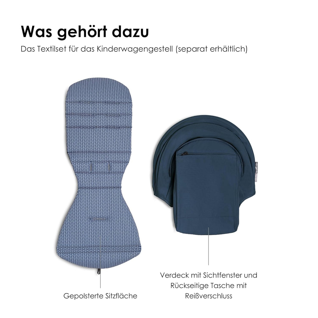 BABYZEN YOYO 6+ Textilset, Air France Blue - Nur Textilset: Sitzpolster, farbgleichen Verdecken und