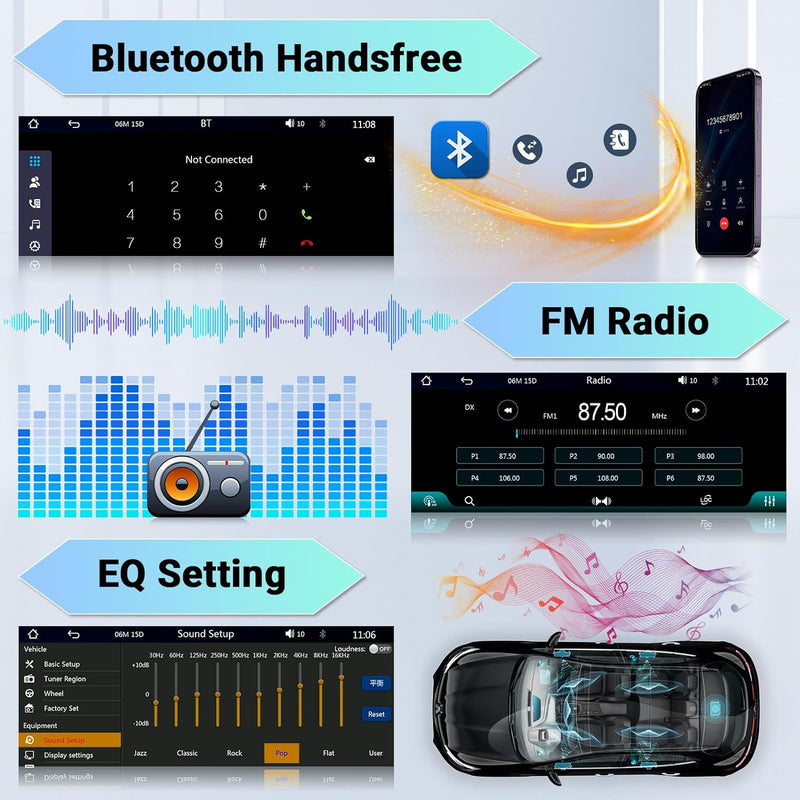 Hikity DAB DAB+ Autoradio 1 Din mit Apple CarPlay Android Auto Touch Display 6,86 Zoll Radio mit Bil