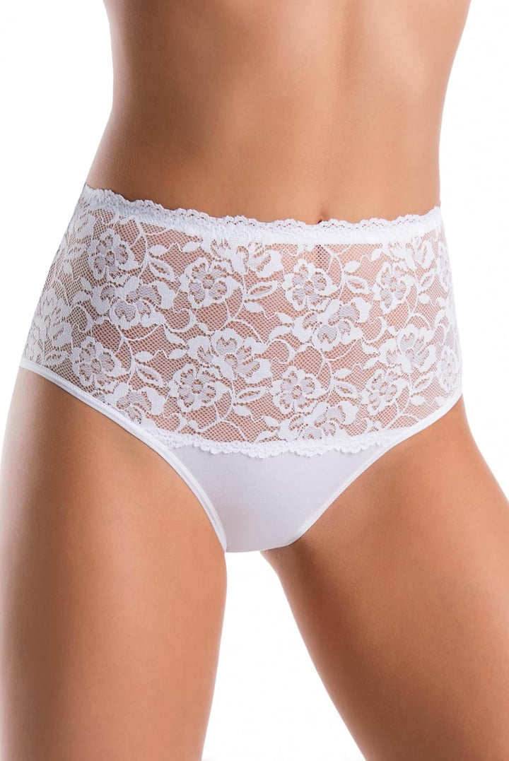 Teyli Damen Slip Taillenslip Baumwolle Hohe Taille mit Spitze 3er Pack XS Weiss, XS Weiss