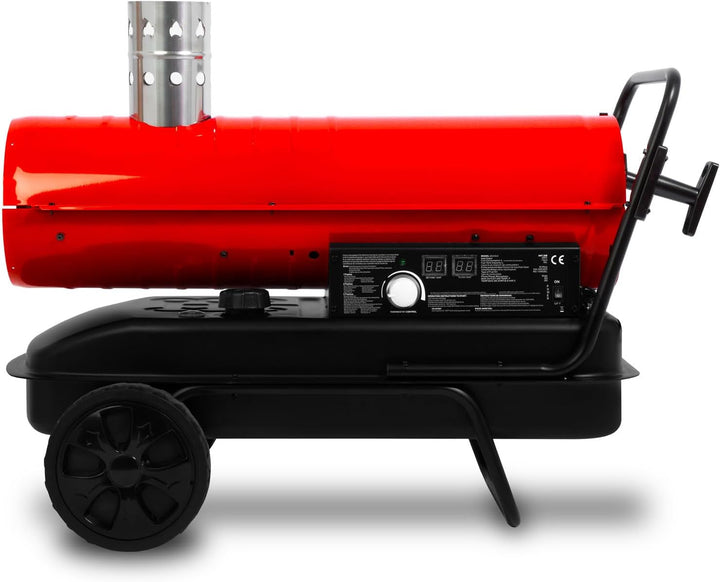 EBERTH Heizkanone 20 kW Indirekt, Heizgebläse Diesel/Öl mit Abgasrohr, Thermostat, Luftdurchsatz 750
