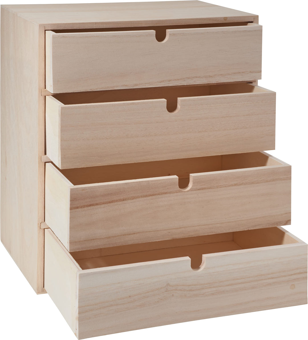 VBS Schubladenbox mit 4 Schubladen Schränkchen 5-teilig Rohholz Unbehandelt Breite 20 cm Höhe 34 cm