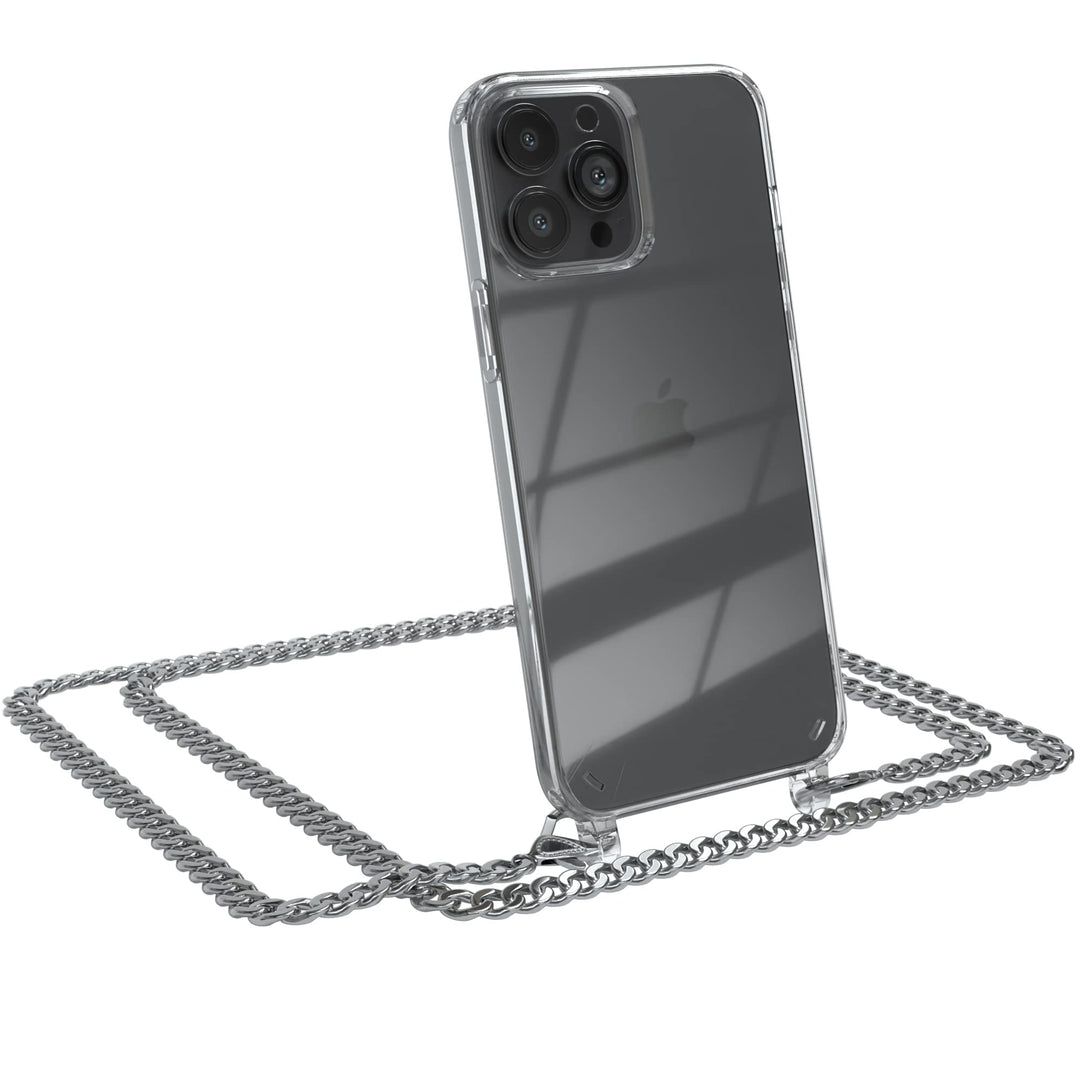 EAZY CASE Handykette kompatibel mit iPhone 13 Pro Max Handyhülle mit Metall Umhängeband und Ersatz K