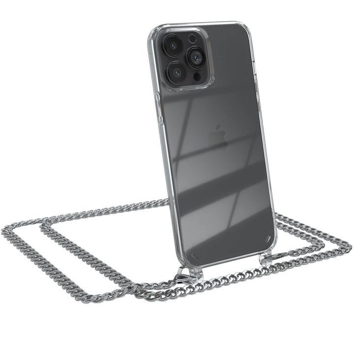 EAZY CASE Handykette kompatibel mit iPhone 13 Pro Max Handyhülle mit Metall Umhängeband und Ersatz K