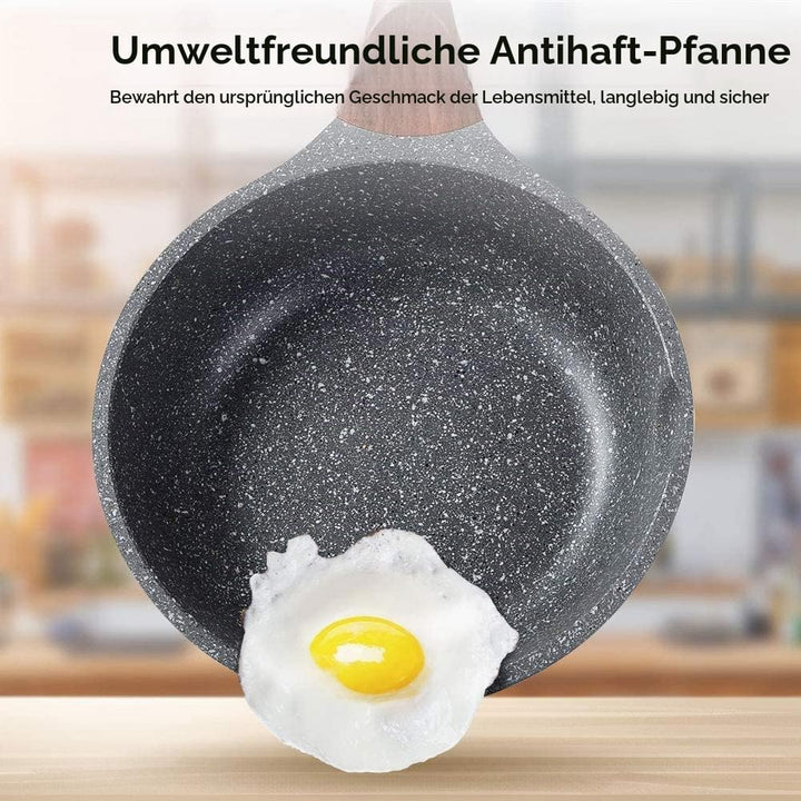 RIOVARM Induktion Bratpfanne Set 20 24 28 cm, Antihaft Granit beschichtung Pfannenset, Brat- &amp; Unive