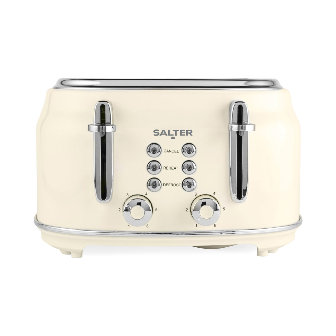 Salter Retro Toaster 4 Scheiben – Breite Schlitze, 6 Bräunungsgrad, Auftauen, Aufwärmen, Abbrechen F