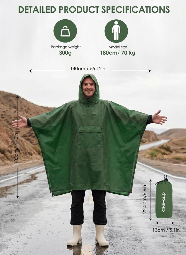 TOMSHOO Unisex Poncho Armee grün, Armee gr&amp;
