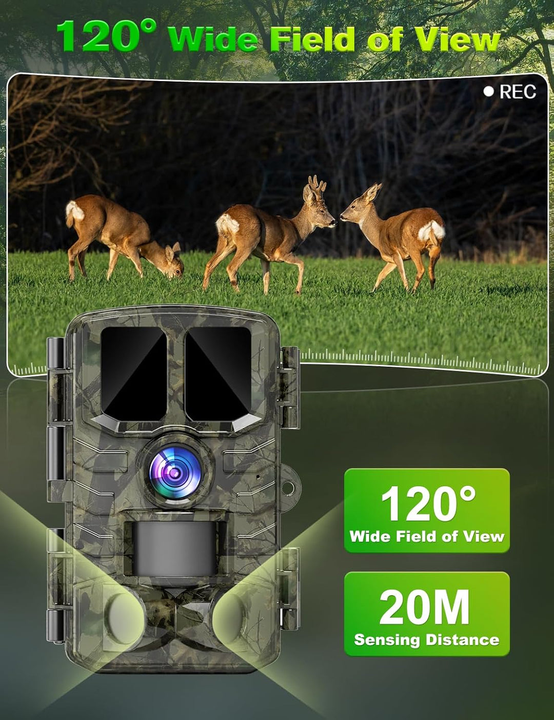 Coolifepro Wildkamera 60MP 4K HD, Wildtierkamera mit Bewegungsmelder Nachtsicht, 850nm IR LED Nachtk