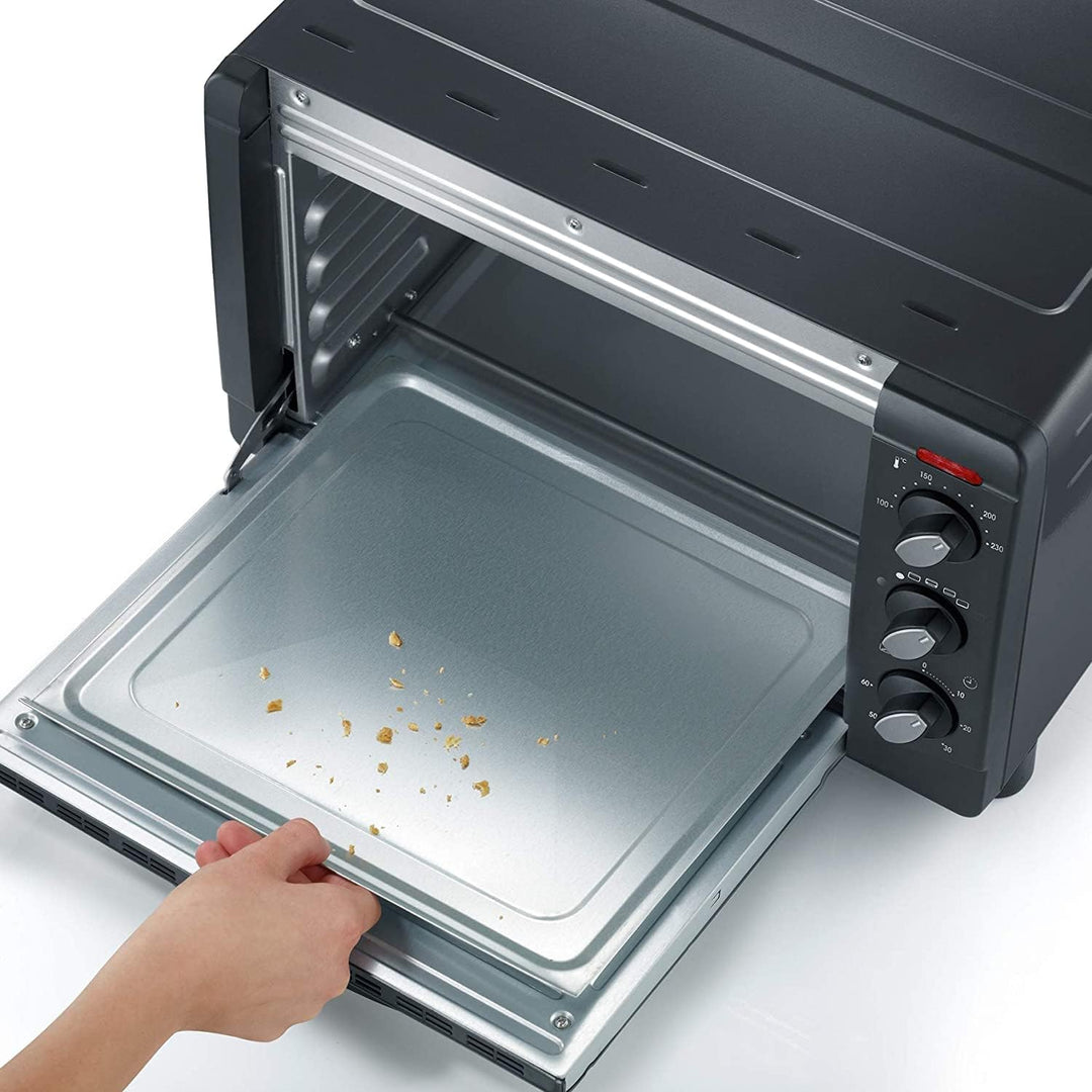 SEVERIN TO 9560 Back- und Toastofen (1.500 W, Inkl. Pizzastein, Grillrost und Backblech, 20 L) silbe